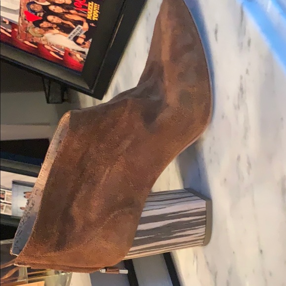 Suede stacked heel boot